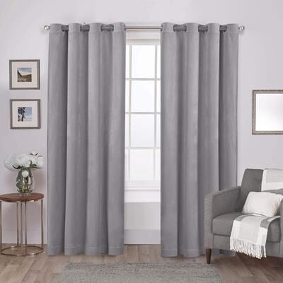 ATI Home Velvet Heavyweight Light Filtering Grommet Top Curtain Panel Pair