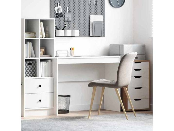 Bureau blanc 100 x 40 x 76 cm en bois d'ingénierie - bureau droit compact