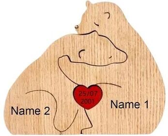 Uplift Treasures Personalized Bear Family Puzzle Ornament 2 Bears customized