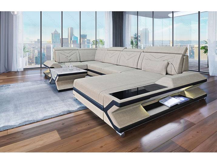 Stoff Wohnlandschaft Napoli U-Form