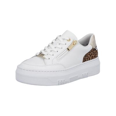 Plateausneaker RIEKER "Rieker Sneaker Glattleder", Damen, Gr. 42, weiß, Glattleder, Schuhe Plateausneaker