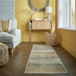 Läufer gestreift Senfgelb 66 x 300 cm - PERRAN   Kadima Design