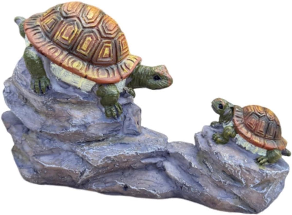 Schildpad Beeldje Moeder Zoon Decoratie Multicolor Hoogte: 13.5 cm