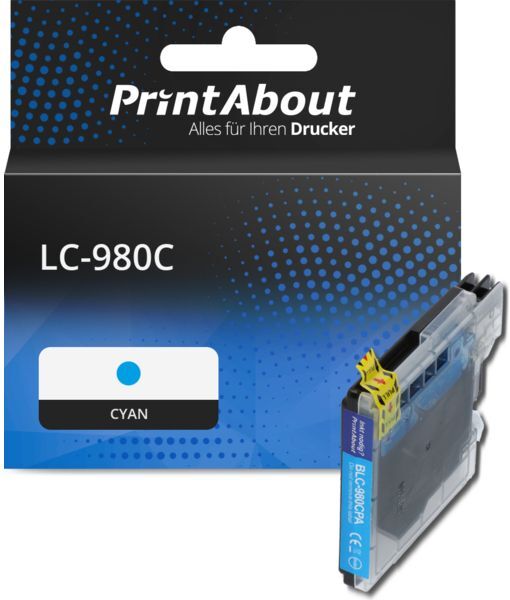 PrintAbout Druckerpatrone kompatibel mit Brother LC-980C - Cyan