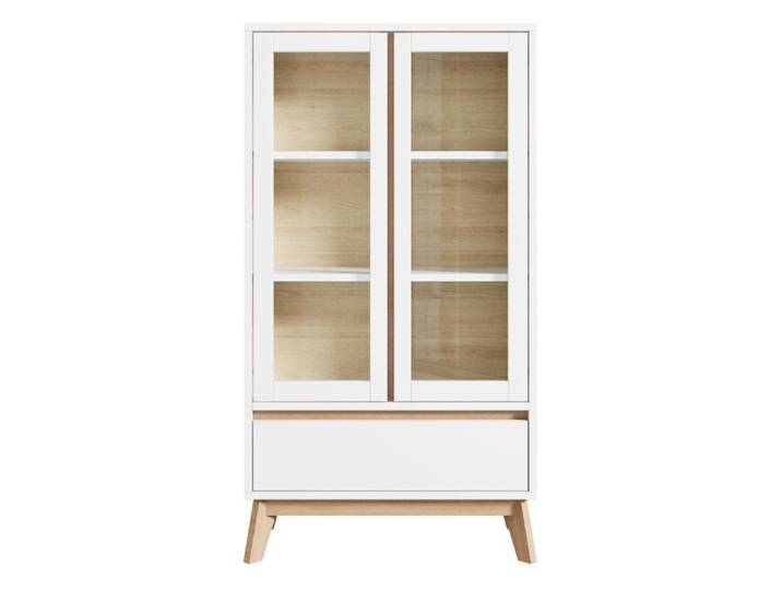 Buffet de cuisine blanc et bois avec étagères réglables meuble de rangement compact pour cuisine salle à manger et salon