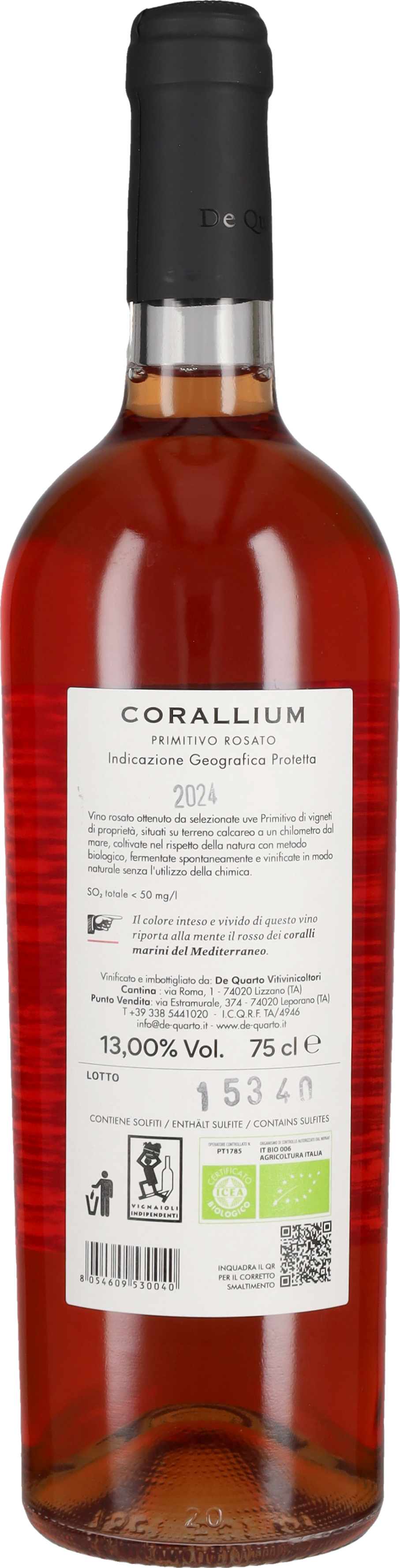 Primitivo Rosato 'Corallium' De Quarto 2024