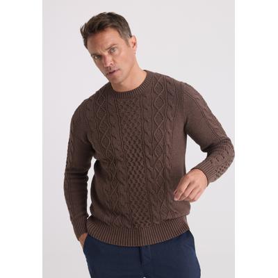 Rundhalspullover FELIX HARDY "Rundhalspullover", Herren, Gr. XL, braun, 100% Baumwolle, Rundhals, Pullover Rundhalspullover