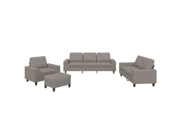 GHVBNMF 4-tlg. Sofagarnitur mit Sessel 2- & 3-Sitzer Hocker Taupe Stoff Moderne Polstergruppe mit Polsterkissen und vielseitigem Hocker für gemütliche Stunden im Wohnzimmer.