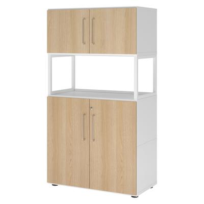 bümö flexi Aktenschrank groß abschließbar mit Regal in Weiß/Eiche