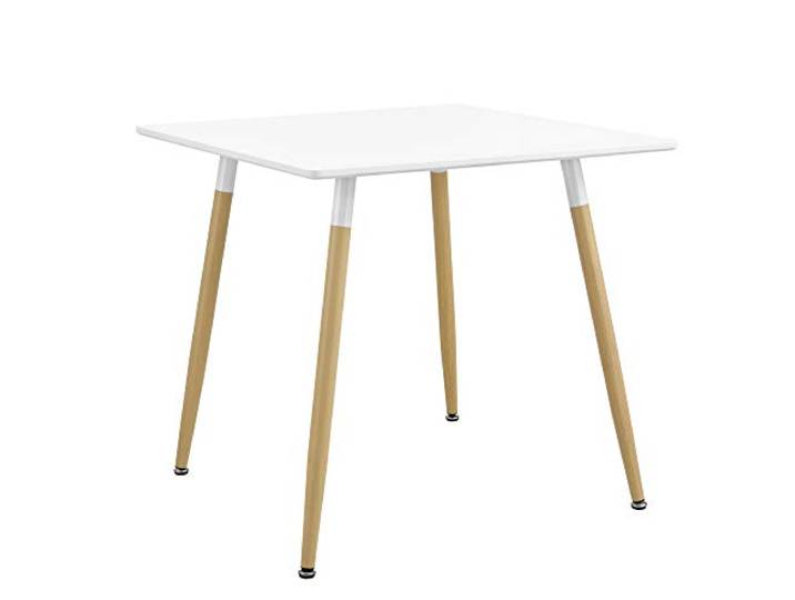 [en.casa] Esstisch Quadratisch 80x80x74cm Weiß Matt Buche Küchentisch für 3 Personen Esszimmer Tisch Retro