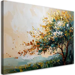 LEINWANDBILD Baumblätter Landschaft in Beige 60x40cm