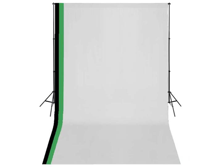 vidaXL Fotostudio Set 3 Baumwolle-Hintergründe Rahmen verstellbar 3x5m