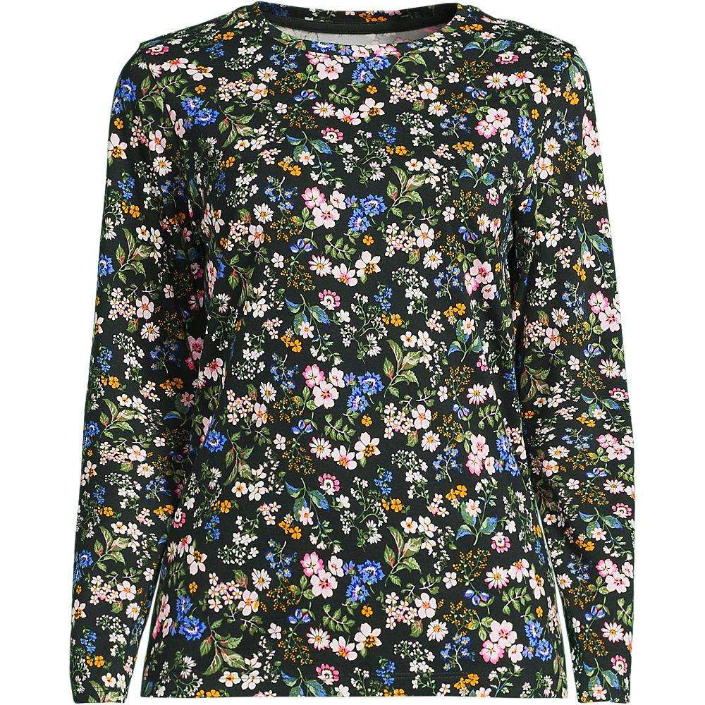 Supima-Shirt, Langarm in Plus-Größe, Damen, size: plus, Grün, Baumwolle, by Lands' End