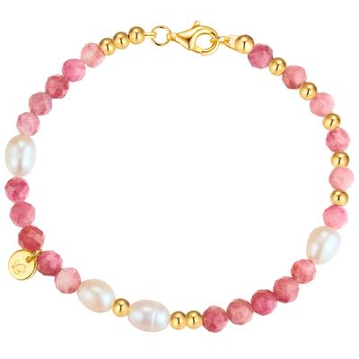 Armband GLANZSTÜCKE MÜNCHEN "GSM1990" Gr. 21, rosa (gelbgold, rot), Armbänder, Damen, 21, Silber 925 (Sterlingsilber), Armband, mit Süßwasser-Zuchtperlen