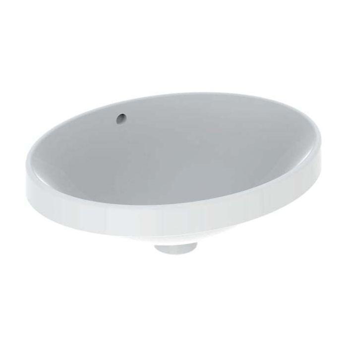 Geberit VariForm Einbauwaschtisch 500709002 50x40cm, ohne Hahnloch, mit Überlauf, oval, weiß KeraTect