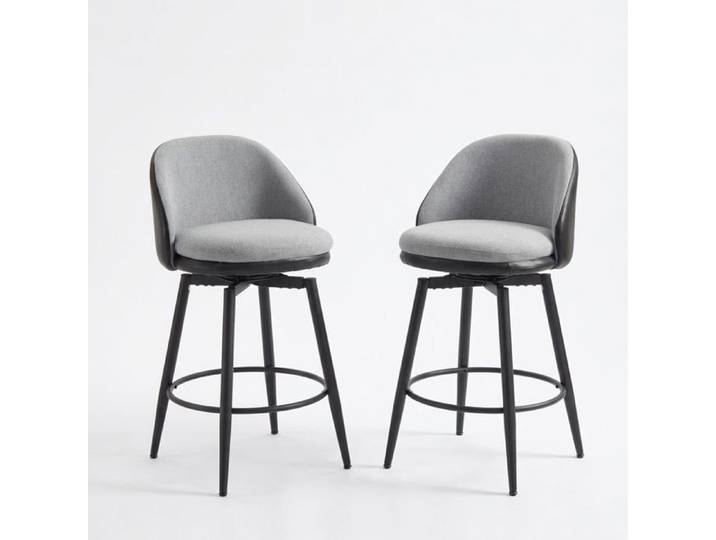 Tabouret pivotant 66cm dossier PU noir lot 2