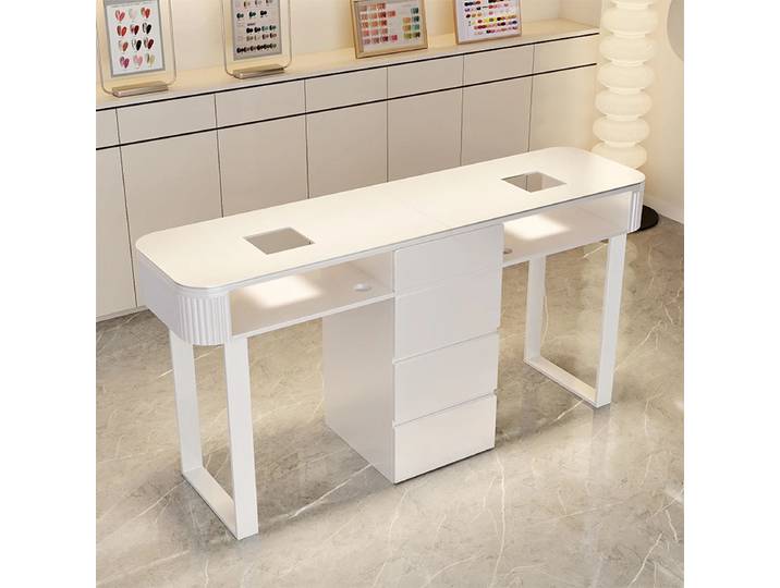 Tables de manucure, table ronde pour ongles, rangement délicat, bureau à ongles moderne nordique, esthétique vintage, table de manucure, mobilier de salon