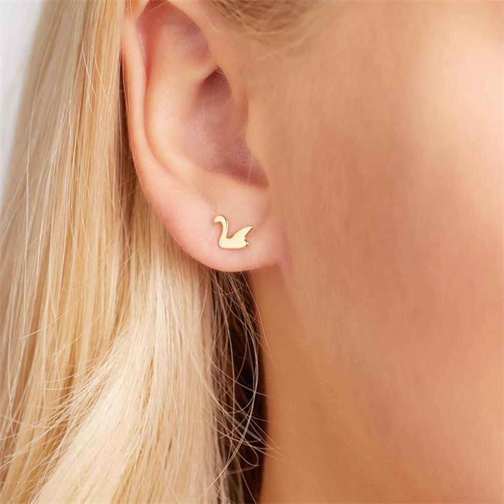 Unique Ohrstecker Sterlingsilber IP-Gold Schwan gold
