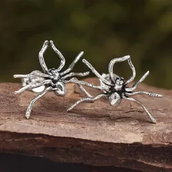 Drachensilber Spinne große Ohrringe Silber Ohrstecker 925 Sterlingsilber Ohrschmuck - Silber