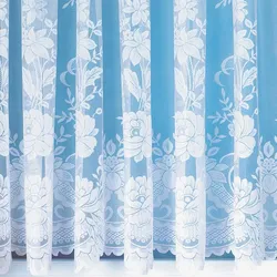 Gardine Jacquard Universalband Spitzenoptik Vorhang Blumenmuster weiß, Auswahl: 300 x 145 cm, Design: Thekla