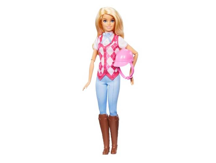 Barbie 'Malibu' Pop en Accessoires, gebaseerd op Barbie Mysteries: De Grote Paardenjacht, met modepop in paardrijkleding met helm (outfit kan ook uit), HXJ38