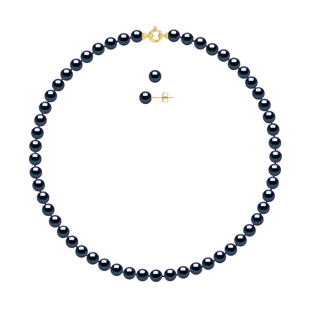 Versiering ketting en oorbellen zoetwater 7-8mm Parels Yellow Gold