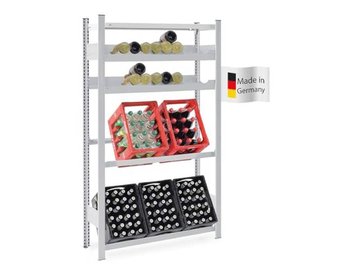 PROREGAL Getränkekisten- & Weinregal CHIEMSEE VINO HxBxT 175x106x33,5cm 6 Kisten + 38 Flaschen + Board Lichtgrau Getränkekastenregal Getränkeregal Flaschenregal Weinständer