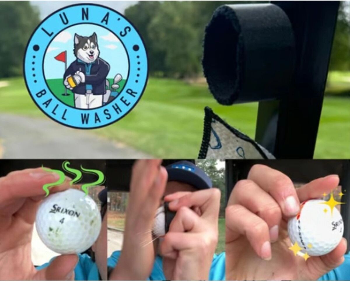 INF Golfball-Reinigungsbürste – Tragbarer handlicher Kunststoff-Reiniger mit quadratischer Bürstenfläche, Schwarz