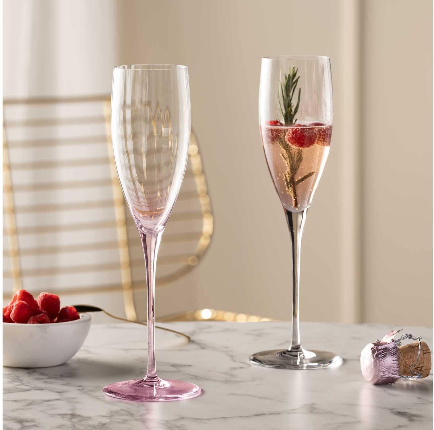 Sektglas LEONARDO "Sektglas Poesia rosé 250ml", rosa, B:7,8cm H:25cm Ø:5,5cm, Kristallglas, Trinkgefässe, Sektglas rosa Ø 5,5cm x 25cm, 250ml