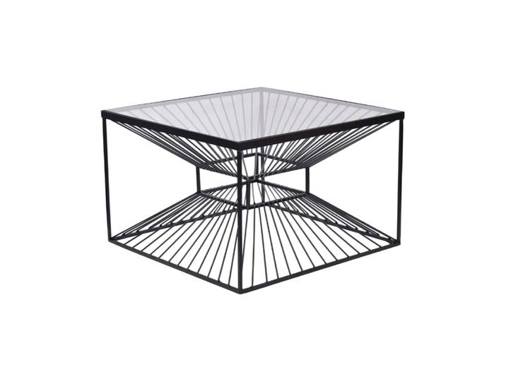 Table basse design noire carrée en fer et verre trempé 60x37x60cm