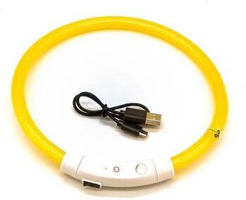Inspired Finds LED Glowing Dog Collar For Night Safety And Visibility yellow 2.30ft