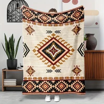 Shop Station Aztec Throw Blanket Boho Flannel Geometric Fleece Sofa & Camping Blanket d 28x39in