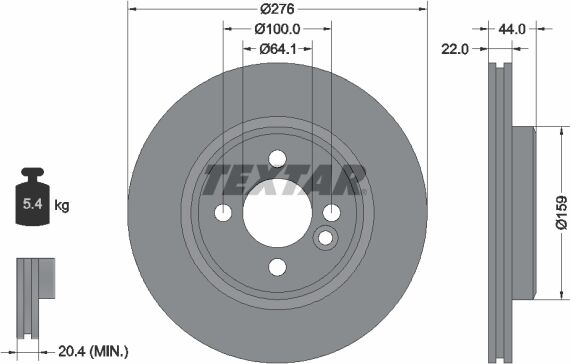 Textar Bremsscheibe Pro 92262403 276mm 22mm Für Mini