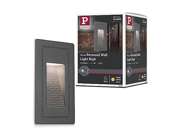 Paulmann Outdoor 230V Wand EBL High 2W IP65 3000K Wandeinbauleuchte für Außenbereiche, IP44, 30lm, Aluminium, Lebensdauer 30.000 Stunden