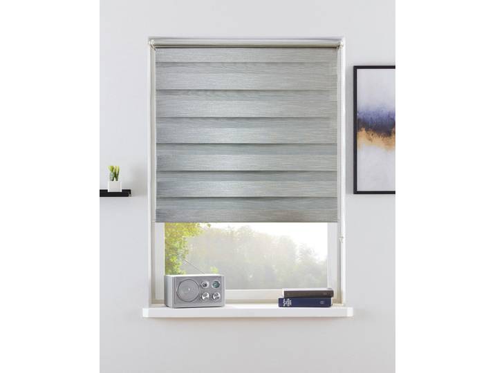 Doppelrollo BRUNO BANANI LEVIN Gr. 8, grau, B:90cm H:150cm, Polyester, Rollos, Doppelrollo, NEUHEIT