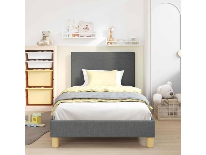 KTHLBRH Bettgestell, dunkelgrau, 80 x 200 cm, Stoff Technisches Holz, niedriges Design ohne Boxspring, geprüfte Taschen, Kapazität 140 kg