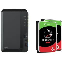 Synology DiskStation DS223 2 Einschübe NAS-Server Leergehäuse +16TB (2x8TB) Seagate Ironwolf SATA 3.5" HDDFestplatten