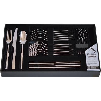 Besteck-Set PINTINOX "Tiger", silber (edelstahlfarben), 24 Stk., Edelstahl 18/10, Essbesteck-Sets, spülmaschinengeeignet