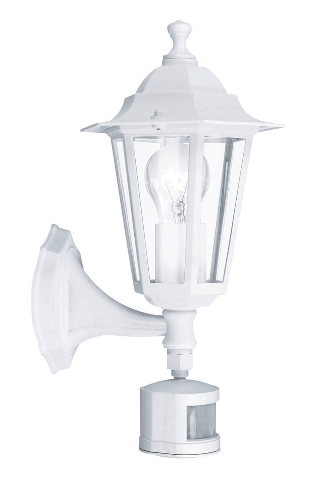 Eglo Laterna Buitenwandlamp Wit met Bewegingssensor en Transparant Glas, IP44