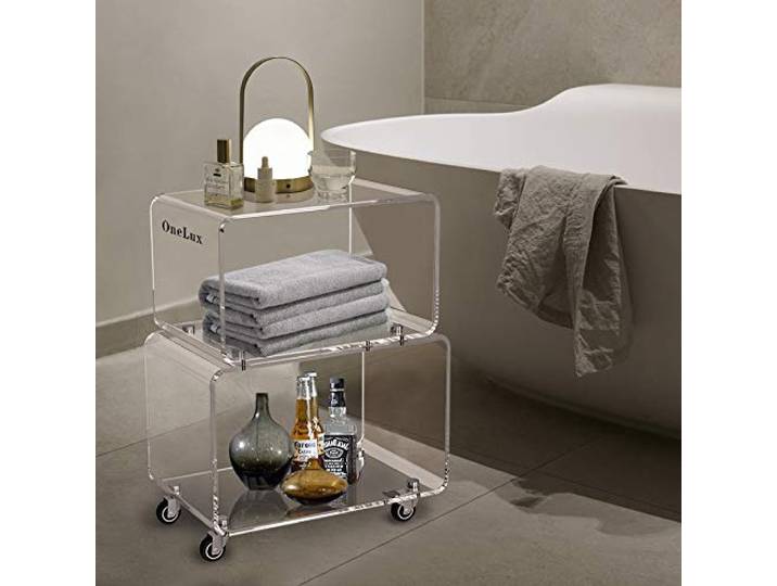 ONELUX 2119 Rollwagen für Küche, Bad, Waschküche, Esszimmer, mobiler Aufbewahrungswagen aus Acryl auf Rädern