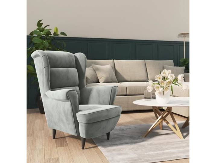 Fauteuil Salon MVS - Fauteuil gris clair velours 21 85 Kg