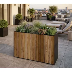 Herstera Garden Deco Planter Divider XL | hoher Pflanzkübel rechteckig | 40x120x80 cm - Schwarz