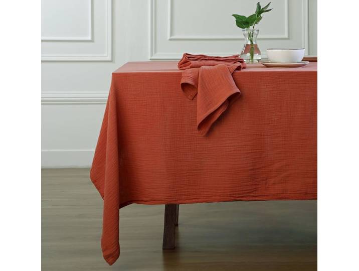 Nappe gaze de coton 150x350 rouge toscane
