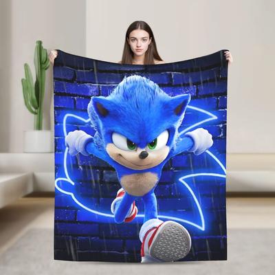 Shop Station Sonic Movie Fleece Throw Blanket Ultra Soft Plush Gaming Blanket For Couch, Bed & All Seasons blue 39.37 49.21 In