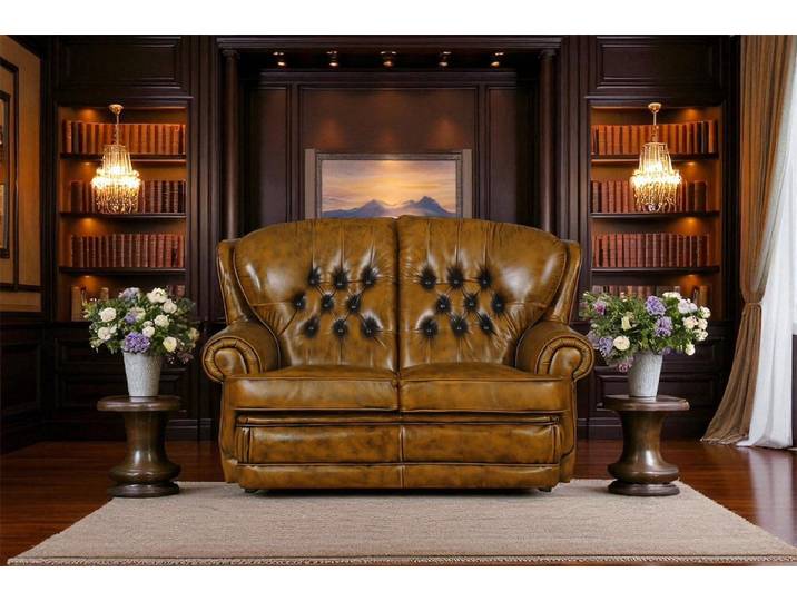 Salottini Chesterfield-Sofa XL Luxus Sofa Chesterfield 2-Sitzer Couch Sting Ledersofa Salottini, 1 Teile, Handarbeit