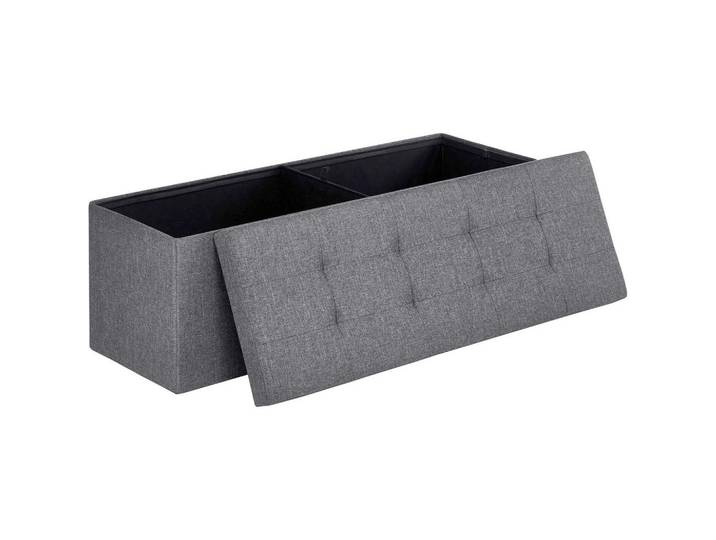 Sitzbox, Grau, 110x38x38 cm, faltbar, Stauraum, Wohnzimmer, Sessel, Hocker & Hockerbänke, Sitzwürfel