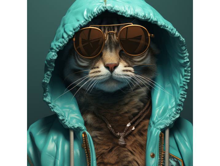 Wandbild 45x45 Chat Capuche