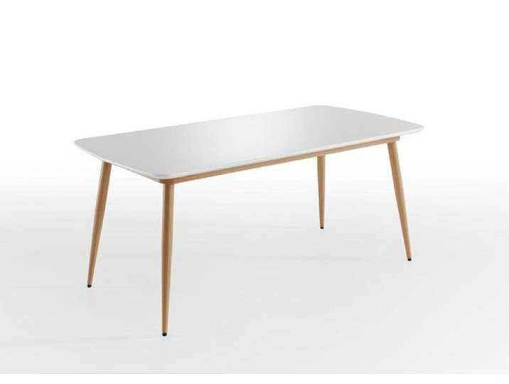 Table rectangle 180 cm bois blanc et naturel Jona