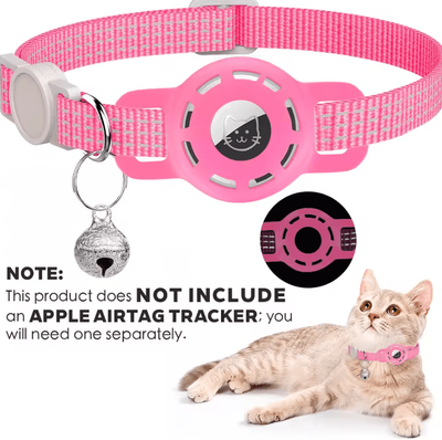 Inspire Curations TrackSafe AirTag Cat Collar With Reflective Breakaway Design & Bell pink(no Tracker) not Included Airtag