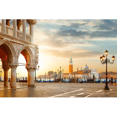 Fototapete PAPERMOON "VENEDIG-ITALIEN RETRO SAN MARCO KANAL MEER ALT STADT", bunt, B:5m L:2,8m, Vlies, Tapeten
